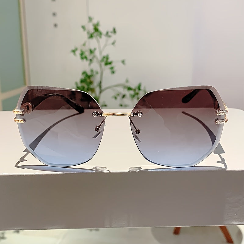 Women Glasses Classic Frameless Square Fashion Trend Black Glasses Suitable Daily Wear With Travel Beach Holiday Wear