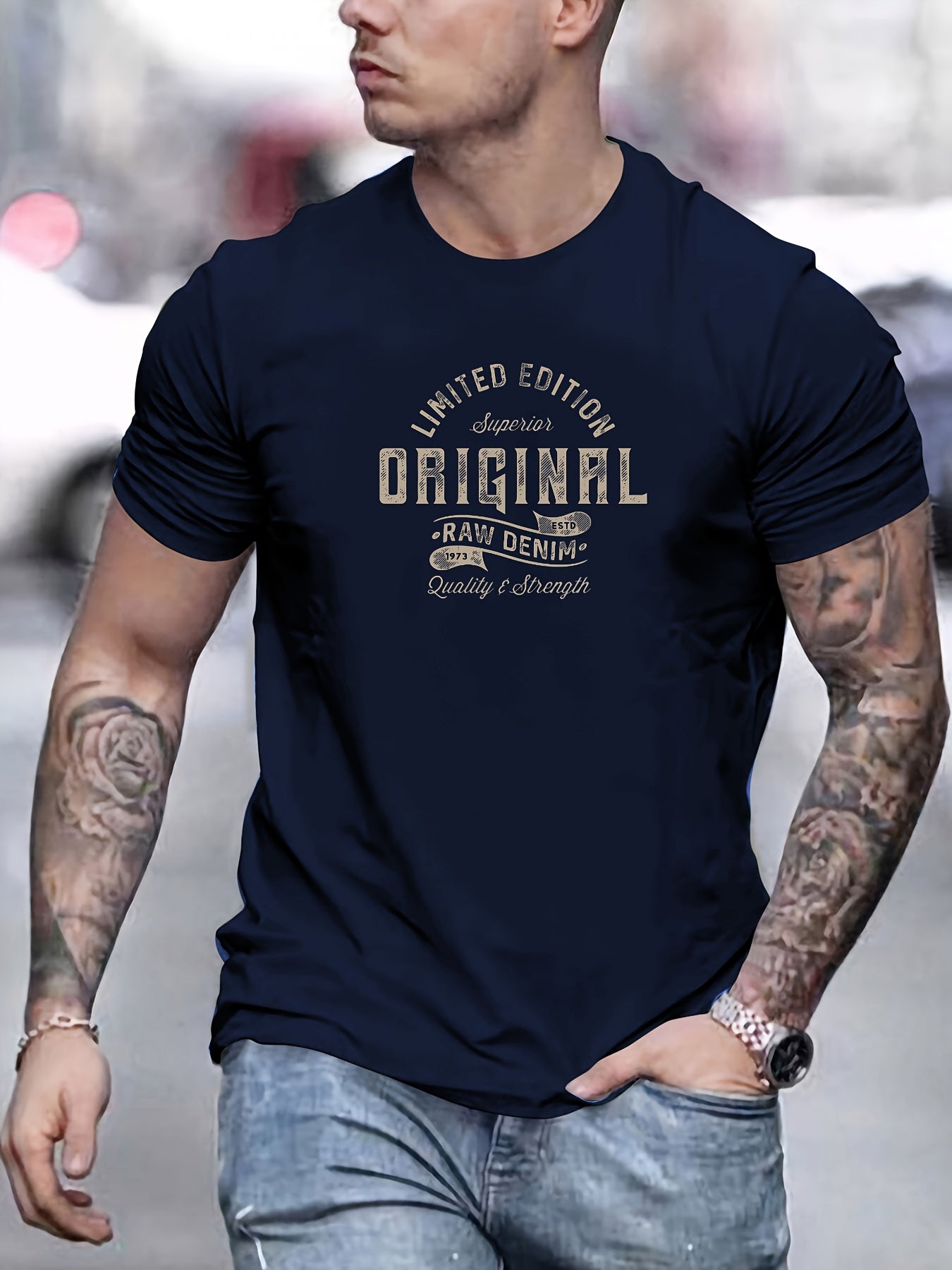 Men's Basic Cotton T-Shirt - 100% Cotton, Crew Neck, Slight Stretch, Solid Color, Regular Fit, Knit Fabric, Casual Summer Tee with ORIGINAL Graphic