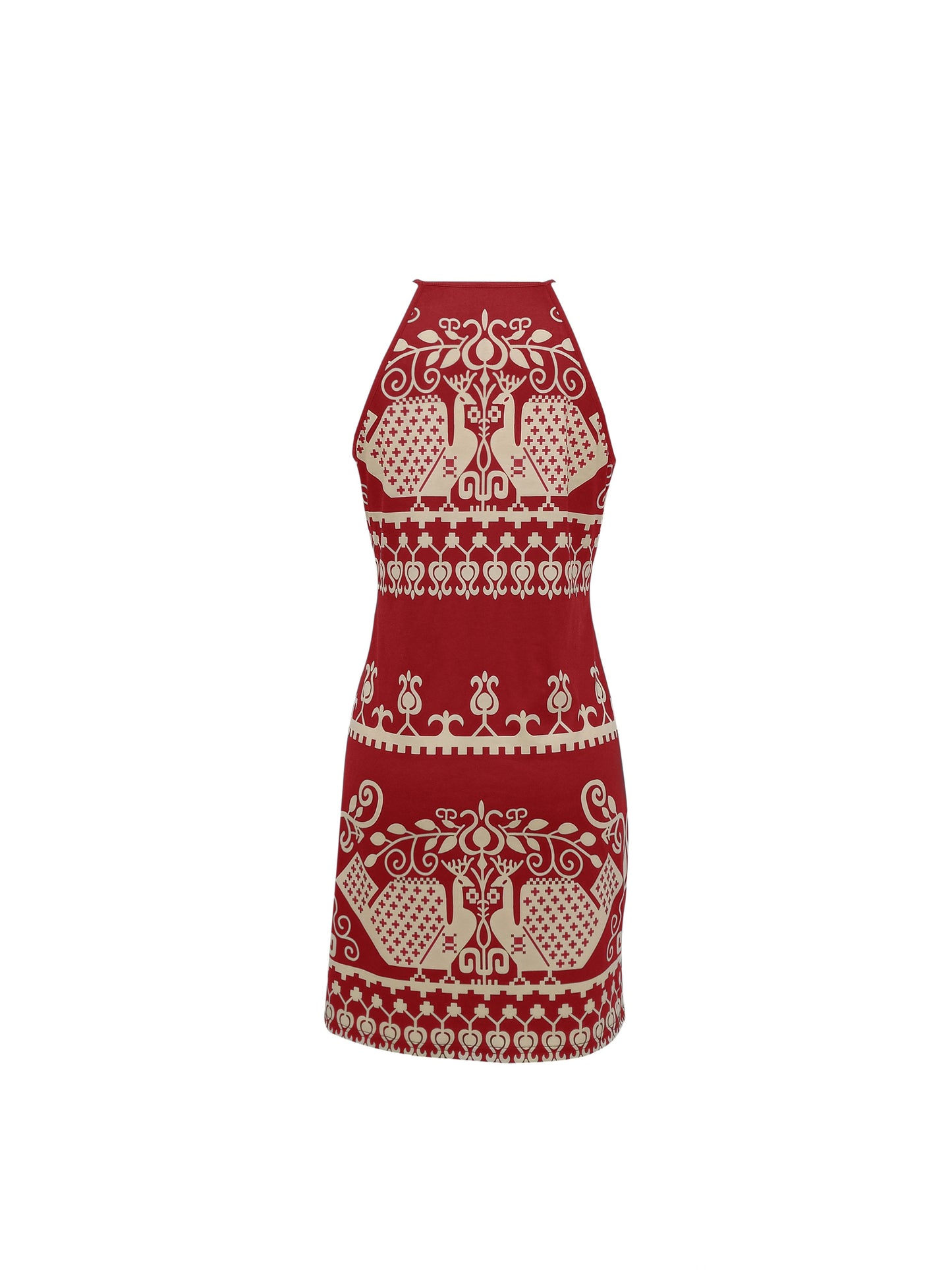 Ethnic Print Sleeveless Dress, Casual Crew Neck Dress For Spring & Summer, Women's Clothing