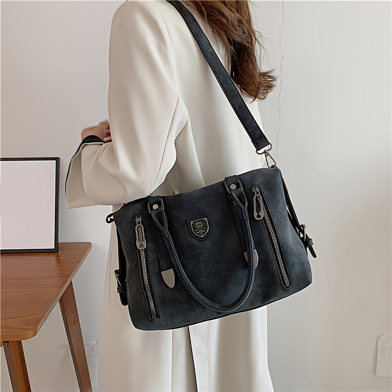 Retro Style Hobo Bag For Women, Large Capacity Tote Bag, Classic PU Leather Shoulder Bag Purses