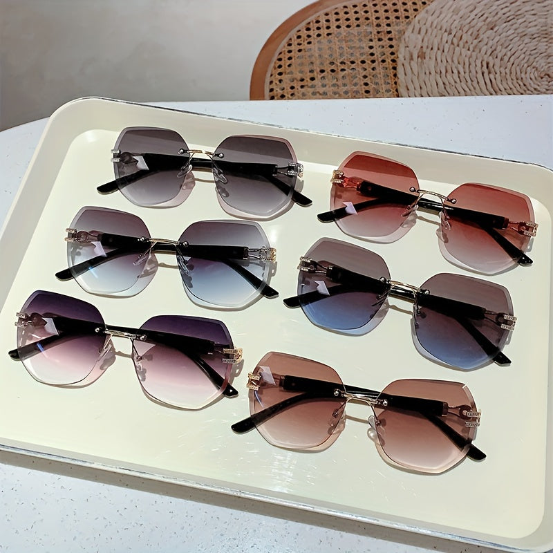 Women Glasses Classic Frameless Square Fashion Trend Black Glasses Suitable Daily Wear With Travel Beach Holiday Wear
