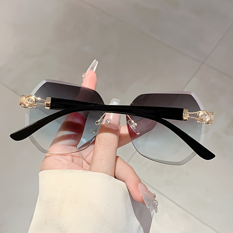 Women Glasses Classic Frameless Square Fashion Trend Black Glasses Suitable Daily Wear With Travel Beach Holiday Wear