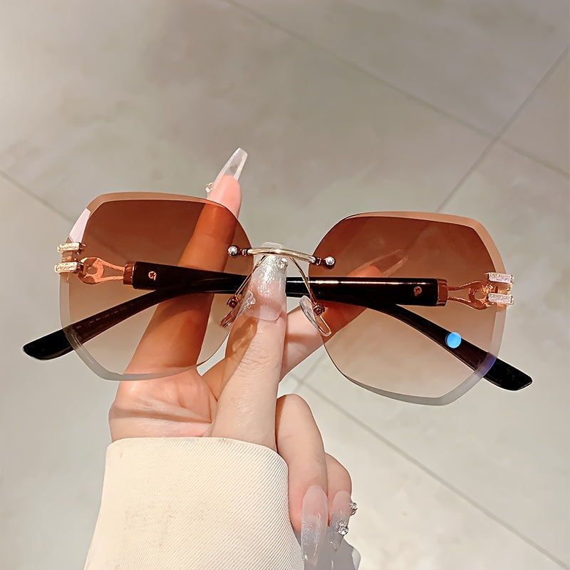Women Glasses Classic Frameless Square Fashion Trend Black Glasses Suitable Daily Wear With Travel Beach Holiday Wear