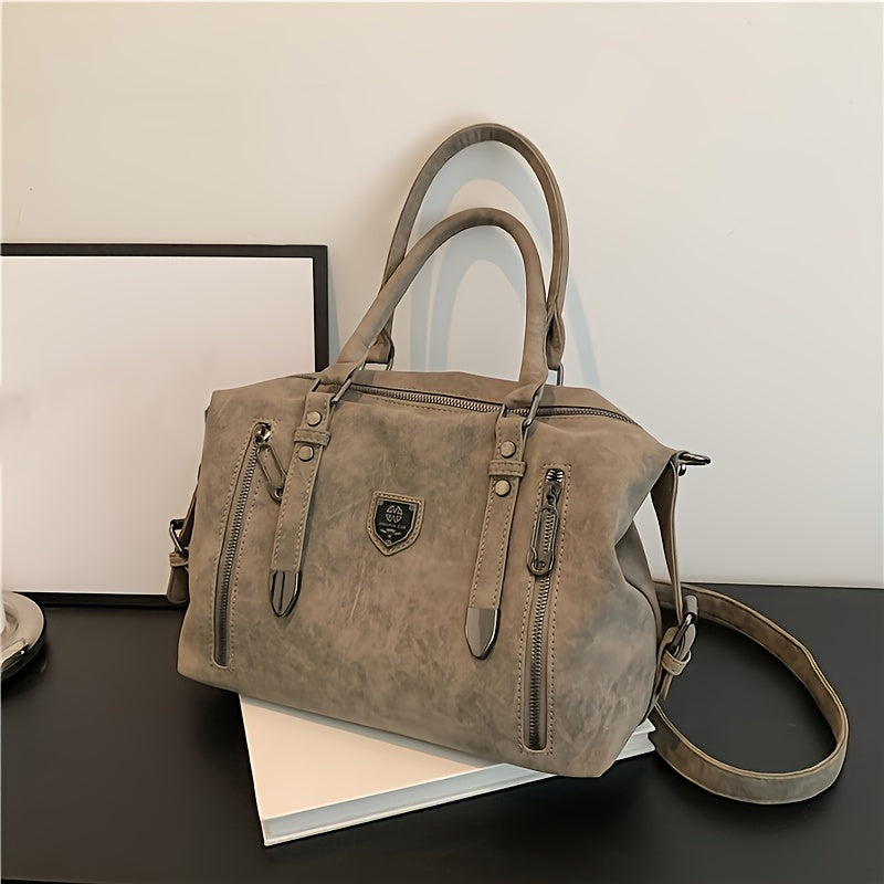 Retro Style Hobo Bag For Women, Large Capacity Tote Bag, Classic PU Leather Shoulder Bag Purses