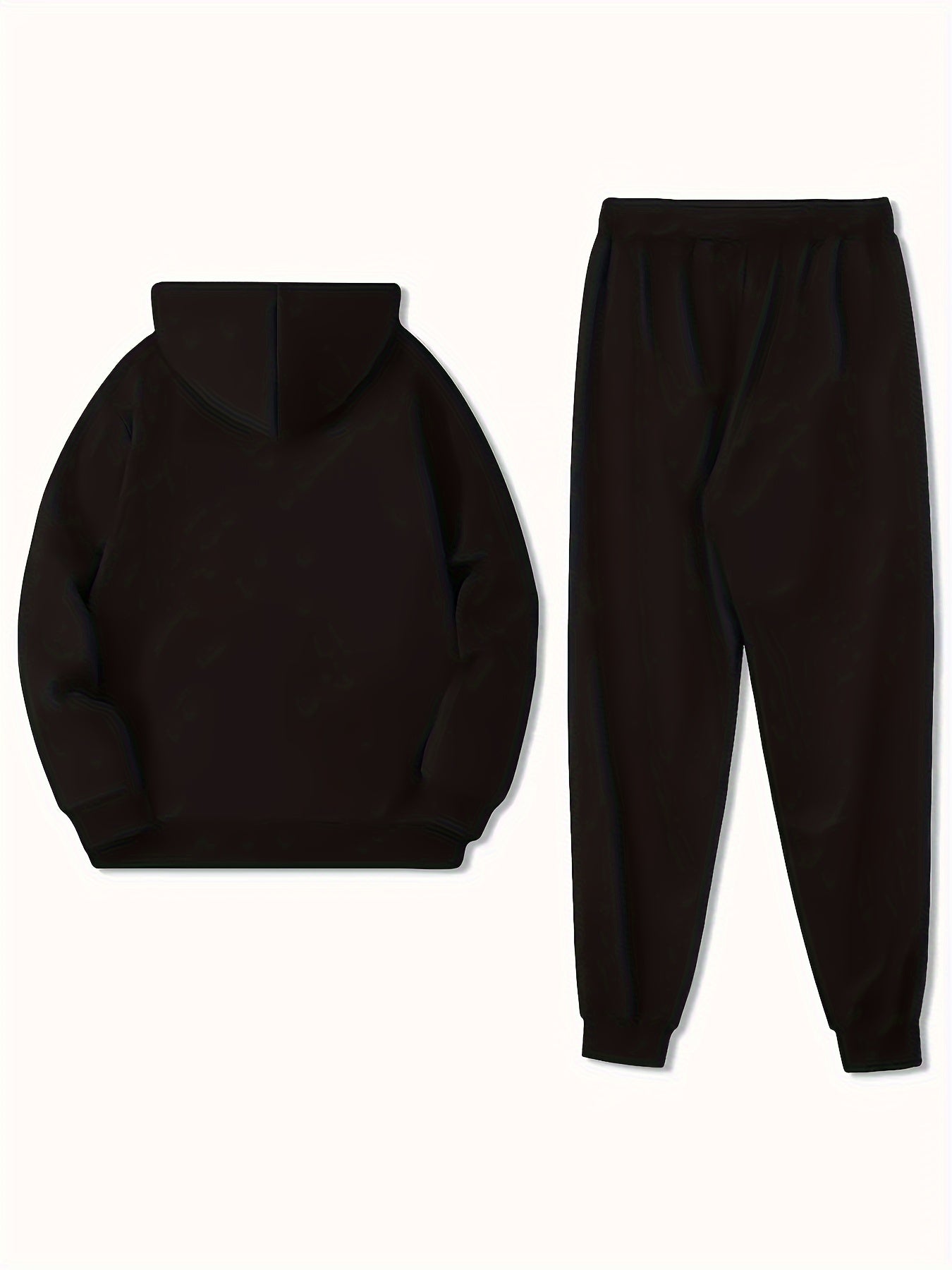 PARIS Pattern Print Men's Trendy Two-piece Set, Long Sleeve Hooded Sweatshirt & Drawstring Pants With Pocket, Casual Comfortable Versatile Outfits For Autumn Outdoor Wear