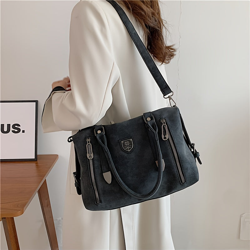 Retro Style Hobo Bag For Women, Large Capacity Tote Bag, Classic PU Leather Shoulder Bag Purses