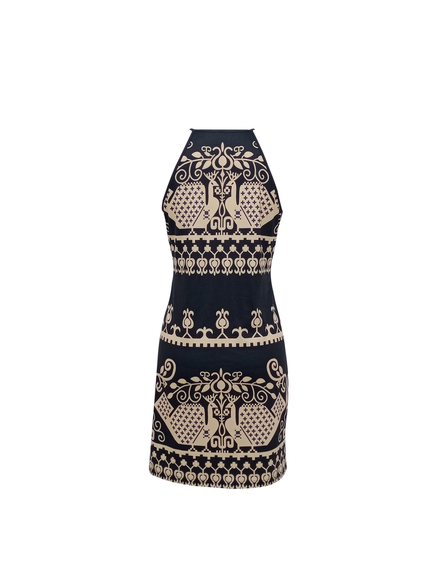 Ethnic Print Sleeveless Dress, Casual Crew Neck Dress For Spring & Summer, Women's Clothing