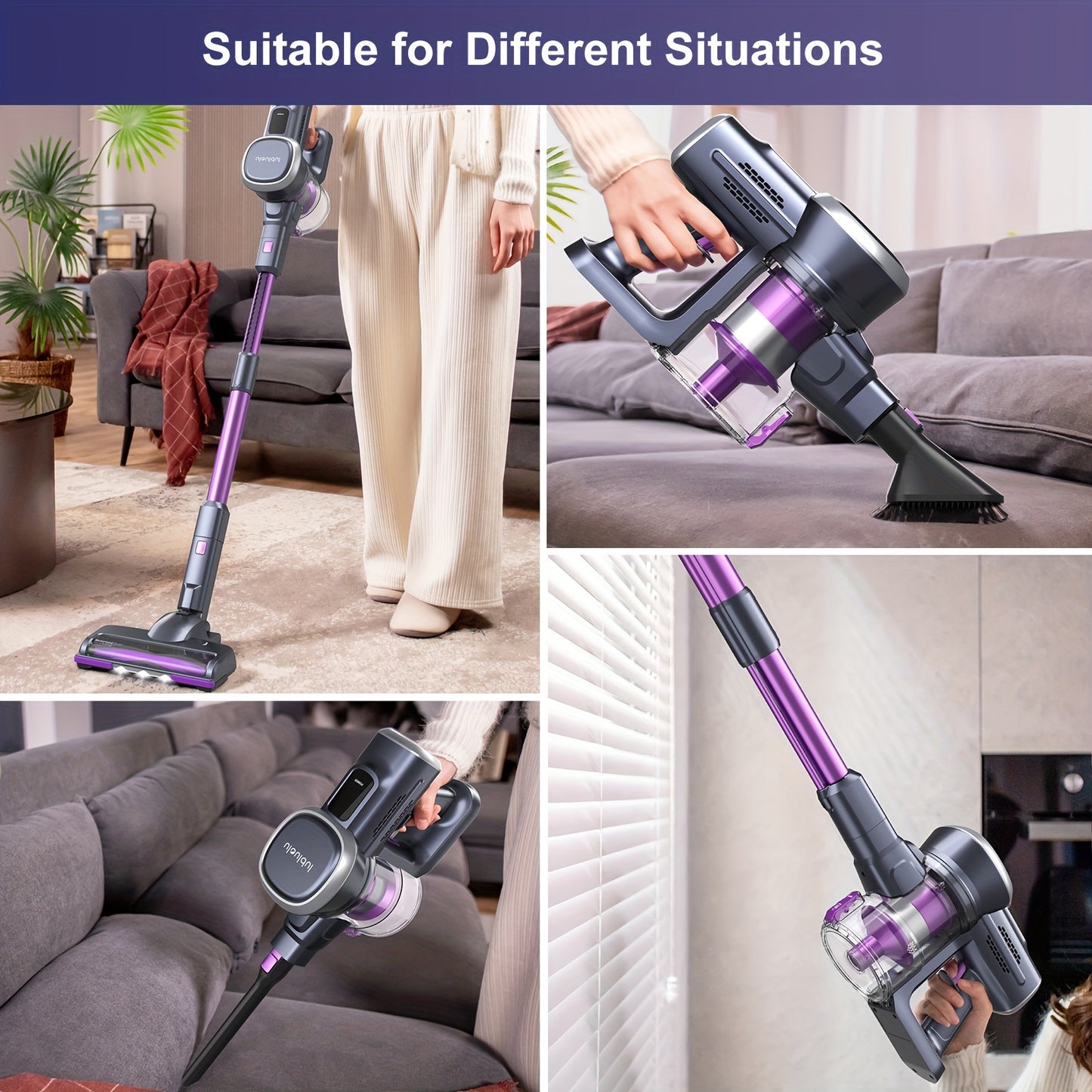 Free-Standing Vacuum Cleaner 25KPa, Lubluelu 202 Powerful Lightweight Cordless 6 In 1 Stick Vacuum Cleaner For Carpet Floor Pet Hair Home