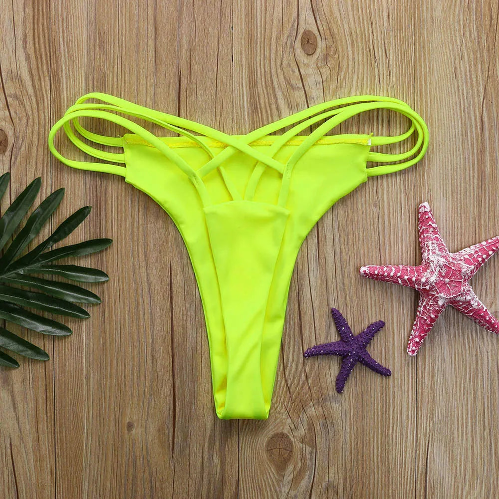 Women Swim Bottoms Sexy Bikini Thong Bandage Vintage Swimwear Beach Party Beach Swimwear For Two Piece Vacation Beachwear