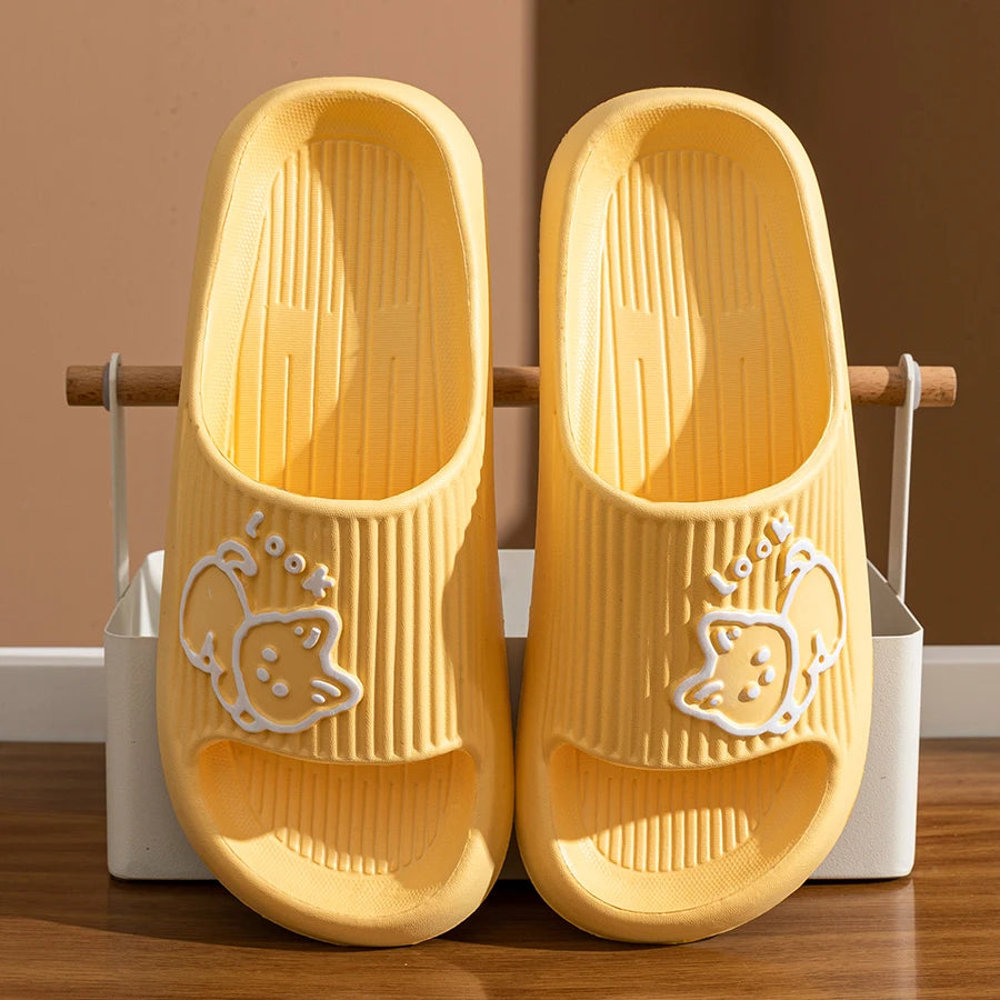 Summer Women Cartoon Slippers Cute Little Cat Bathroom Slides Anti Slip And Anti Indoor Soft Sole Comfortable Home Shoes