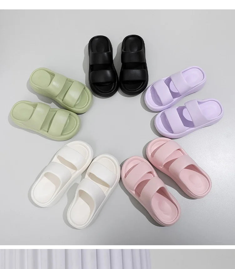 Summer Women Straps Slippe Candy Color Girls Outdoor Leisure Sandals Female Fashion EVA Beach Thick Non-slip Flip Flops