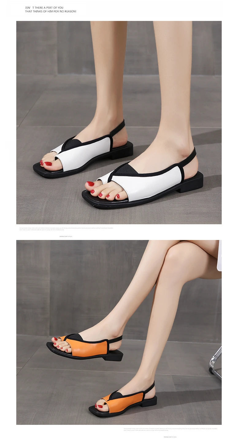 Womens Sandals New Summer Casual Vintage Open Toe Flip Flops Fashion Beach Flat Basic Square Head Leopard Pattern Designer Shoes