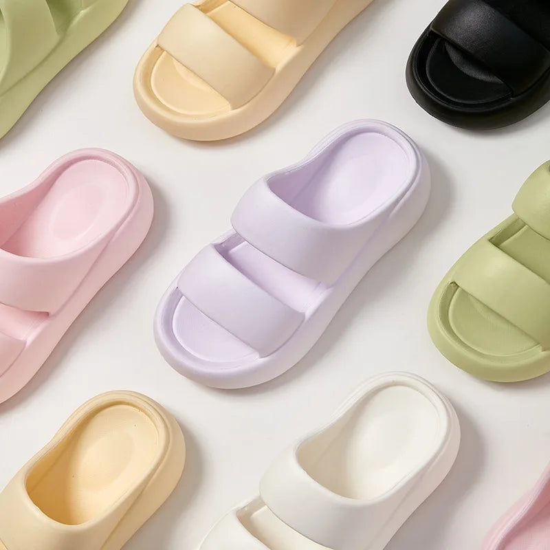 Summer Women Straps Slippe Candy Color Girls Outdoor Leisure Sandals Female Fashion EVA Beach Thick Non-slip Flip Flops