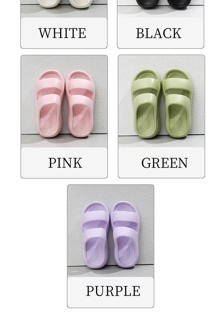 Summer Women Straps Slippe Candy Color Girls Outdoor Leisure Sandals Female Fashion EVA Beach Thick Non-slip Flip Flops
