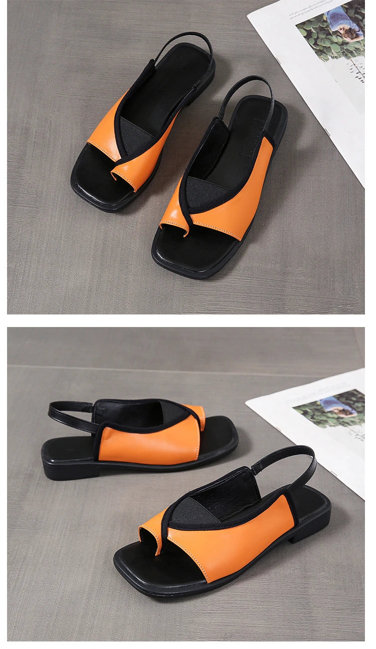 Womens Sandals New Summer Casual Vintage Open Toe Flip Flops Fashion Beach Flat Basic Square Head Leopard Pattern Designer Shoes