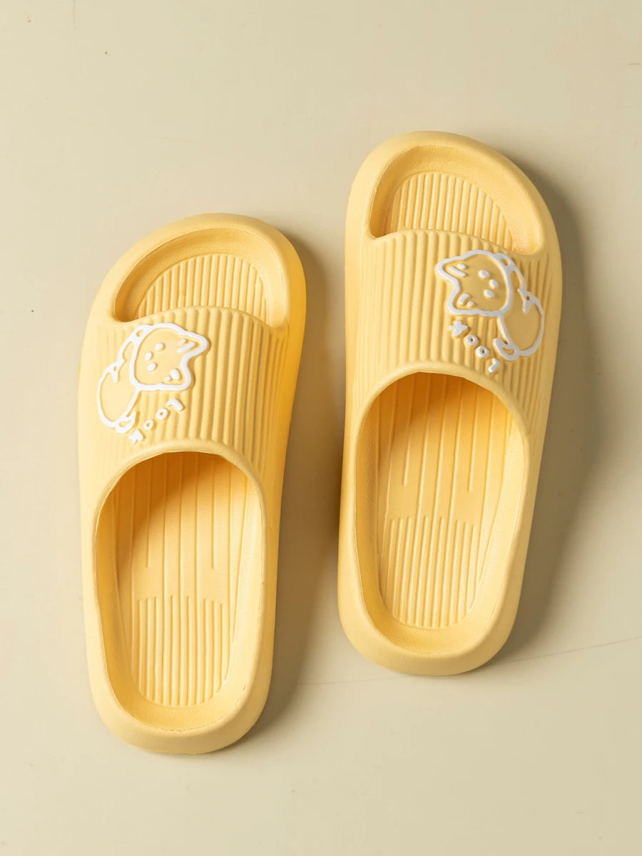 Summer Women Cartoon Slippers Cute Little Cat Bathroom Slides Anti Slip And Anti Indoor Soft Sole Comfortable Home Shoes
