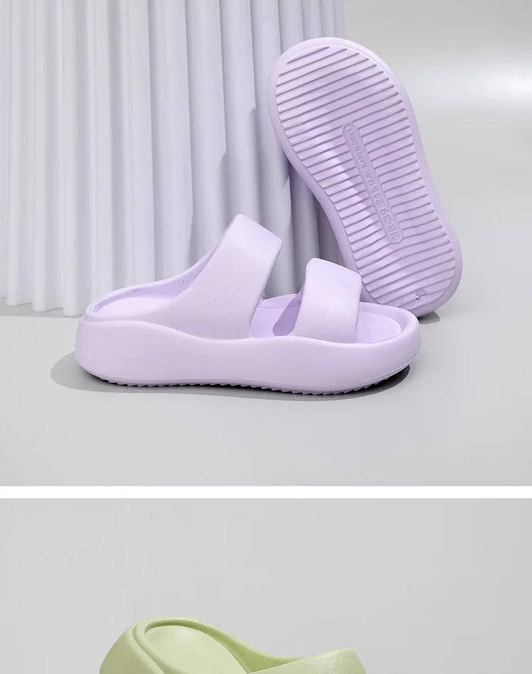 Summer Women Straps Slippe Candy Color Girls Outdoor Leisure Sandals Female Fashion EVA Beach Thick Non-slip Flip Flops