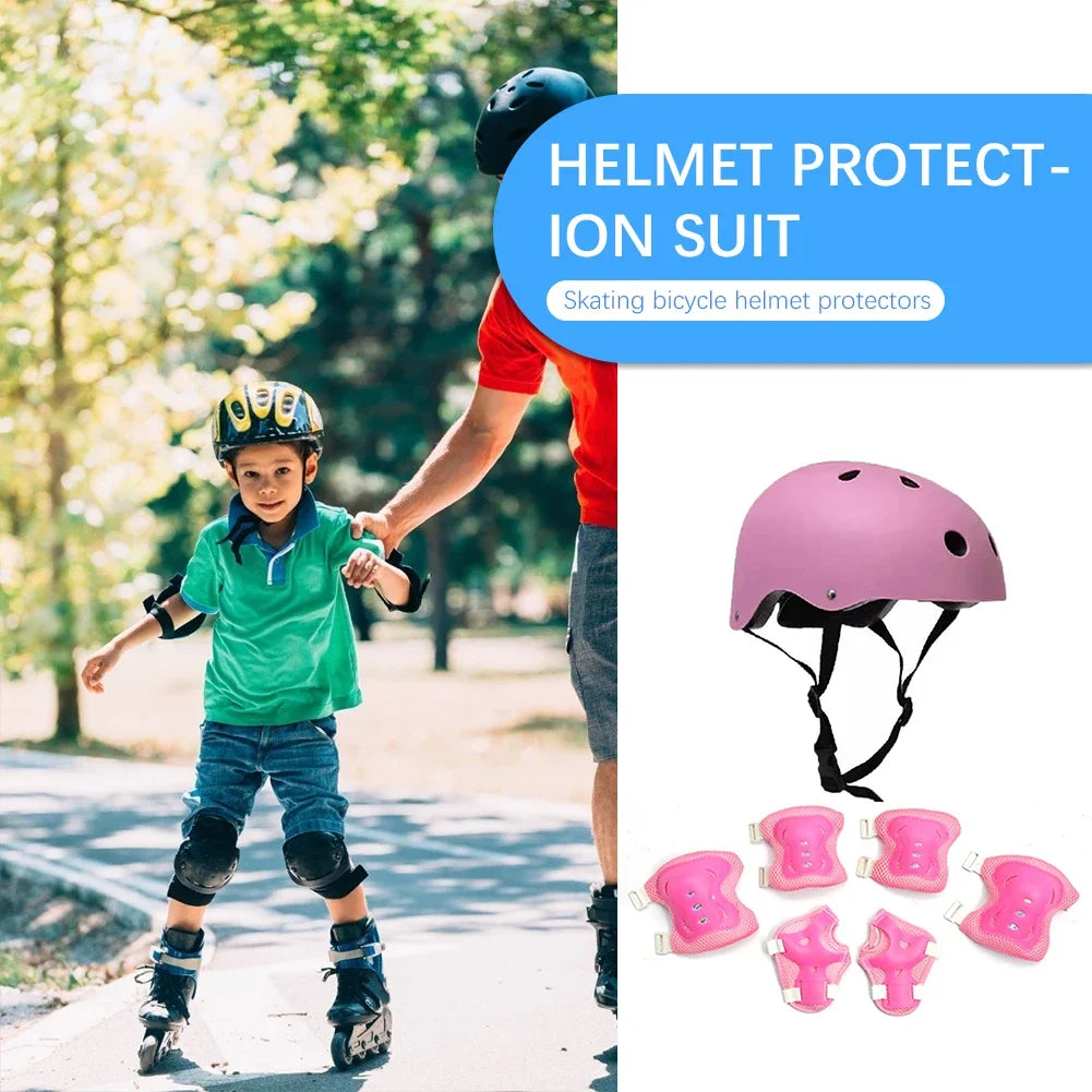 Children Protective Body Gear Safety Protection with Helmet Impact Resistant 7 in 1 Shock-absorbing Breathable for Outdoor Sport