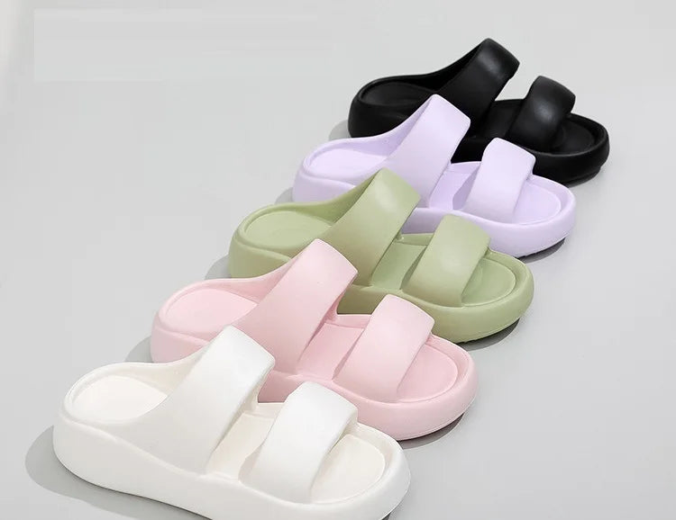 Summer Women Straps Slippe Candy Color Girls Outdoor Leisure Sandals Female Fashion EVA Beach Thick Non-slip Flip Flops
