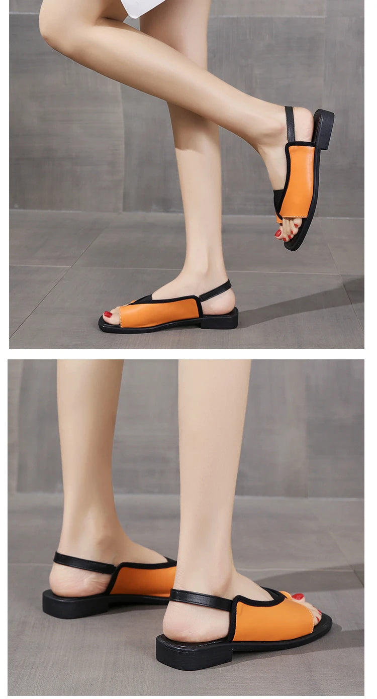 Womens Sandals New Summer Casual Vintage Open Toe Flip Flops Fashion Beach Flat Basic Square Head Leopard Pattern Designer Shoes