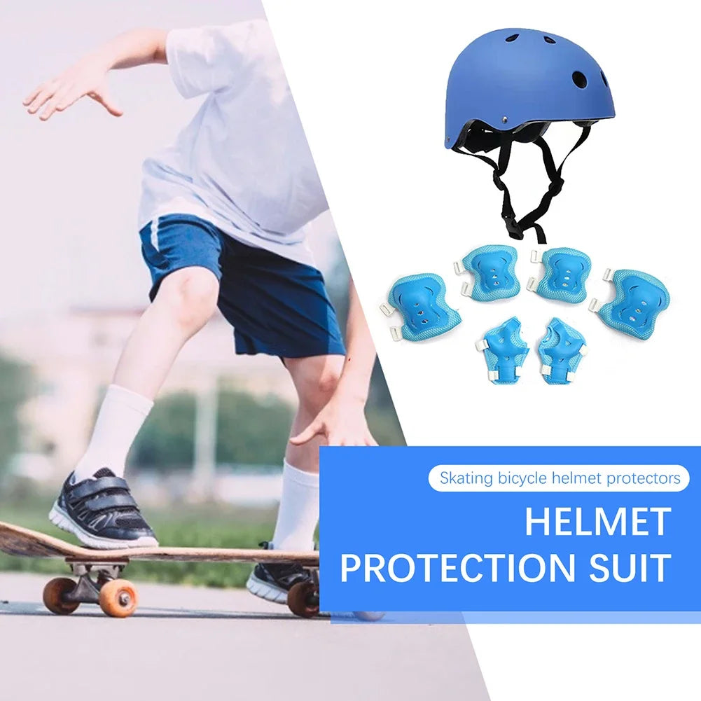 Children Protective Body Gear Safety Protection with Helmet Impact Resistant 7 in 1 Shock-absorbing Breathable for Outdoor Sport