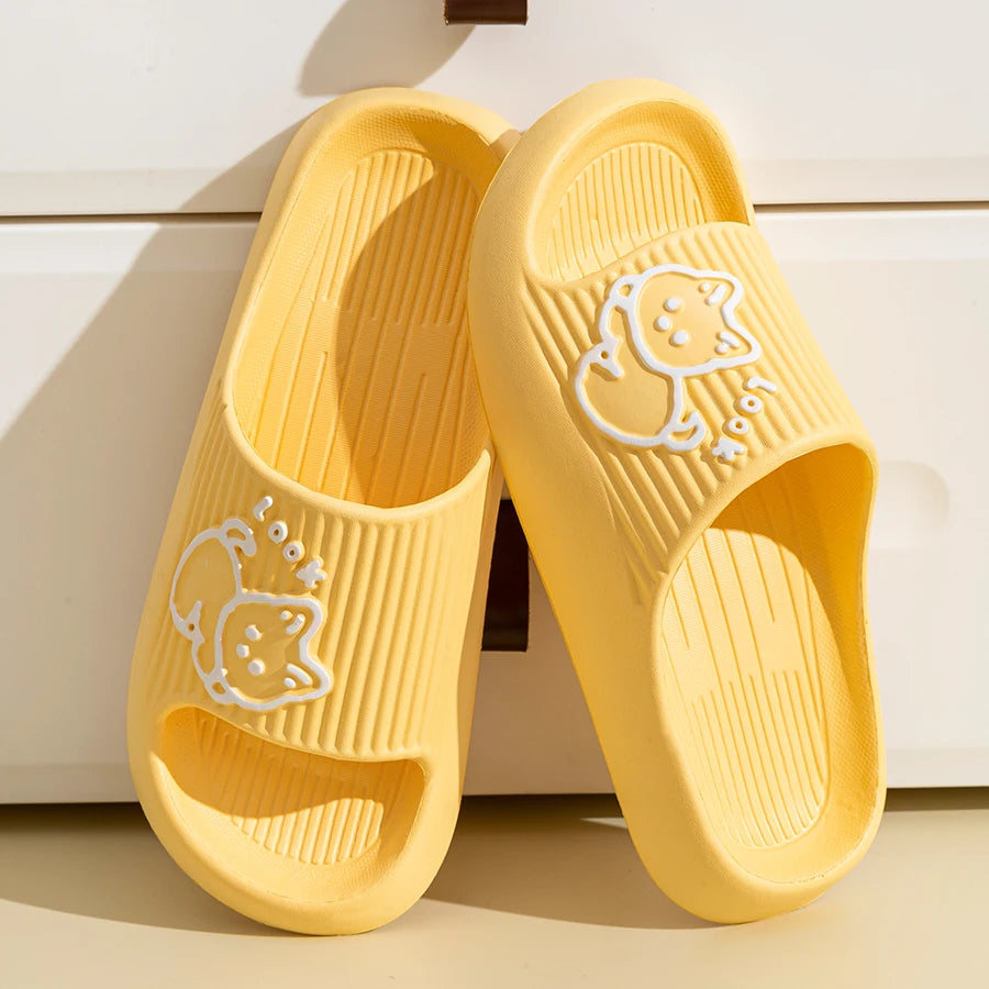 Summer Women Cartoon Slippers Cute Little Cat Bathroom Slides Anti Slip And Anti Indoor Soft Sole Comfortable Home Shoes
