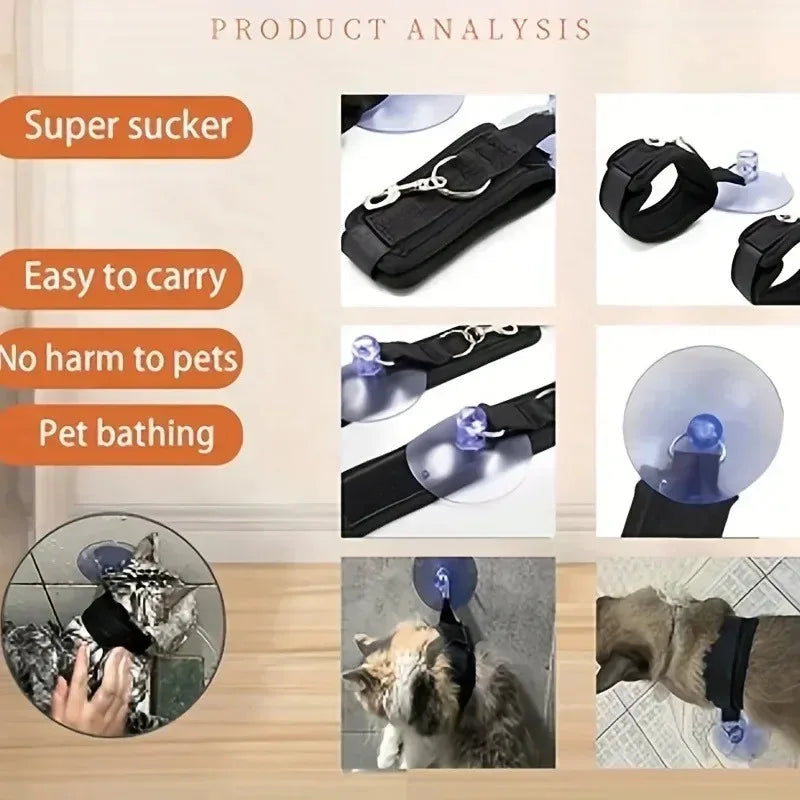 Pet Shower Cleaning Grooming Tool Fixed Collar Shampoo Massager Soft Bathing Brush Adjustable Restrainer Dog Cat Pet Supplies