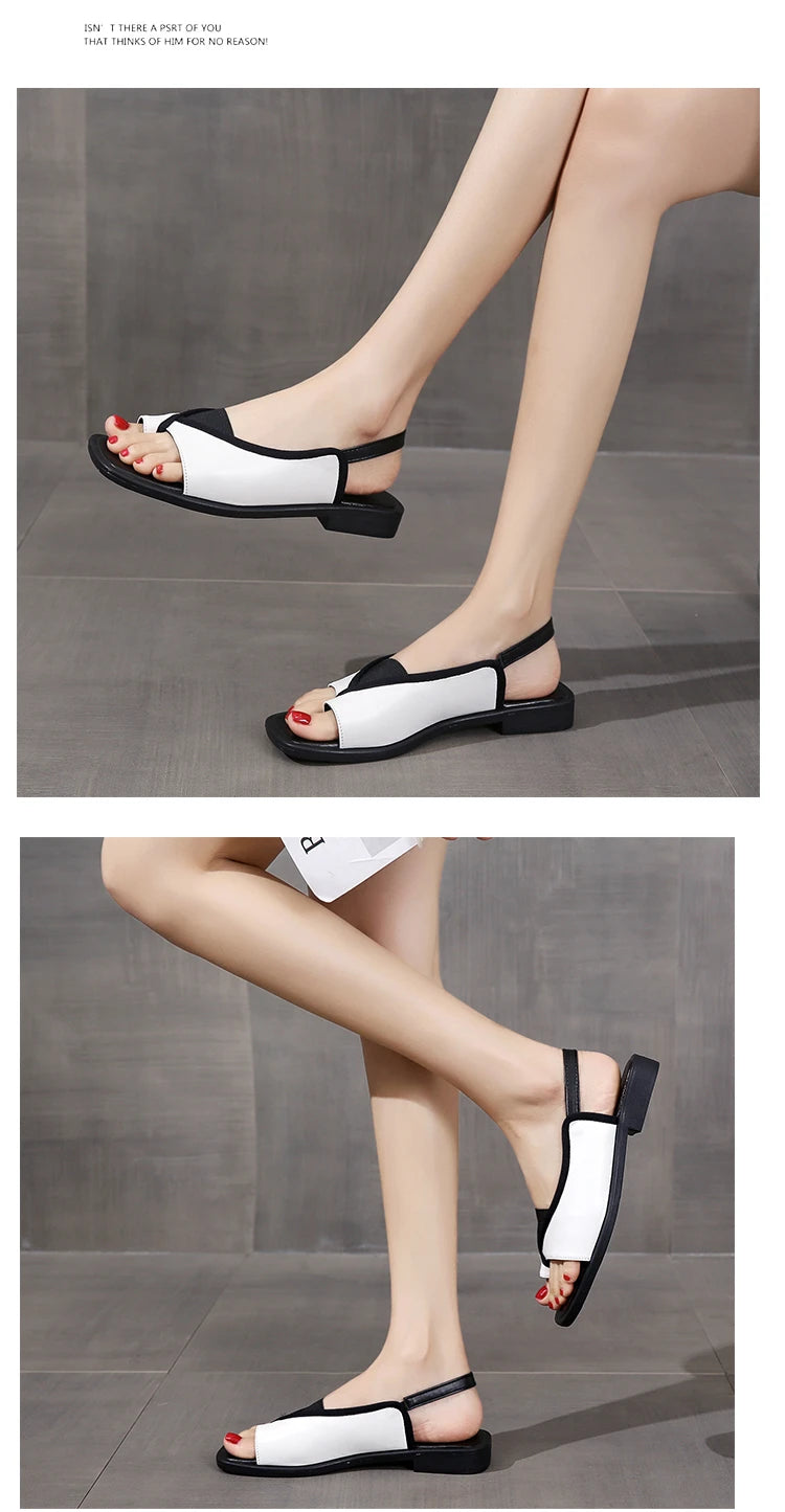 Womens Sandals New Summer Casual Vintage Open Toe Flip Flops Fashion Beach Flat Basic Square Head Leopard Pattern Designer Shoes
