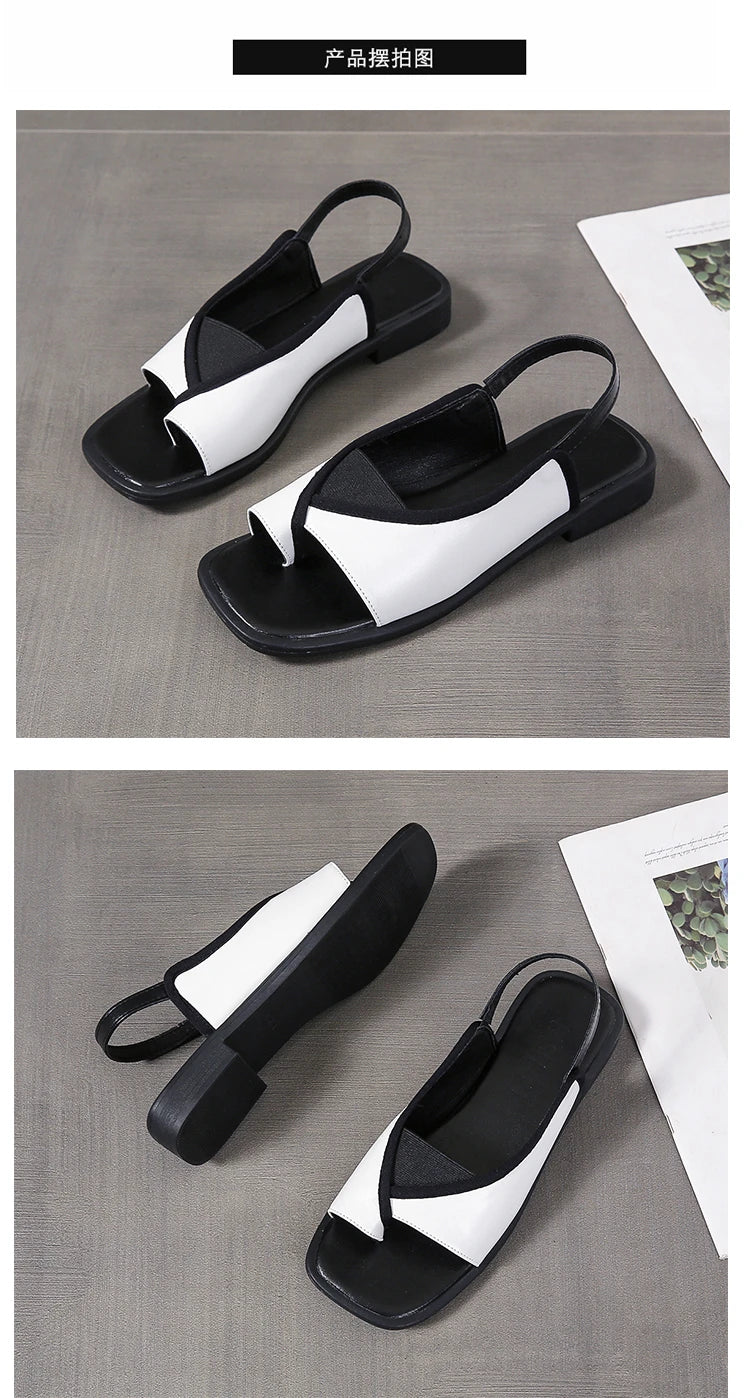 Womens Sandals New Summer Casual Vintage Open Toe Flip Flops Fashion Beach Flat Basic Square Head Leopard Pattern Designer Shoes
