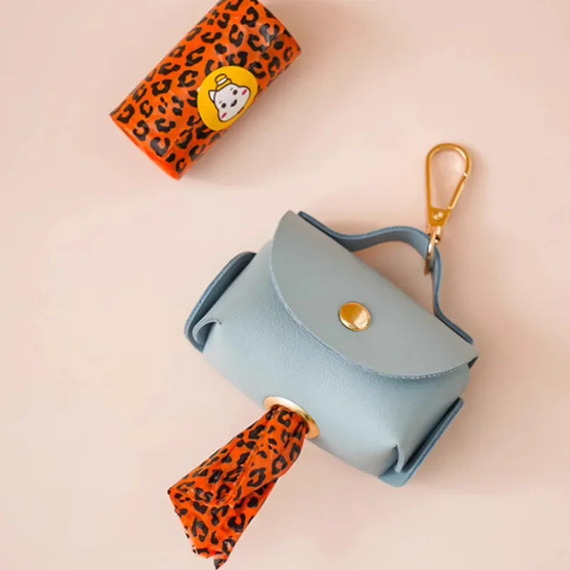 Stylish Pet Bag Holder Faux Leather Pet Poop Bag Holder with Dispenser for Dog Bags Portable Dog Poop Bag Organizer Supplies Pet