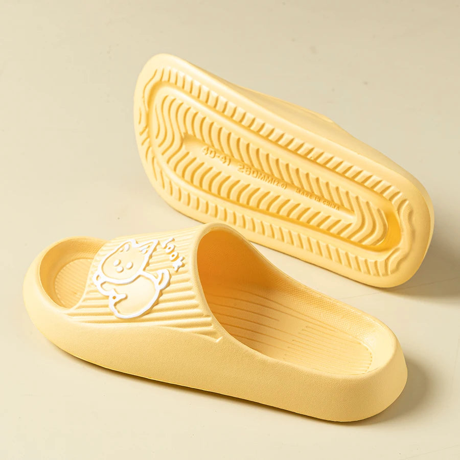 Summer Women Cartoon Slippers Cute Little Cat Bathroom Slides Anti Slip And Anti Indoor Soft Sole Comfortable Home Shoes