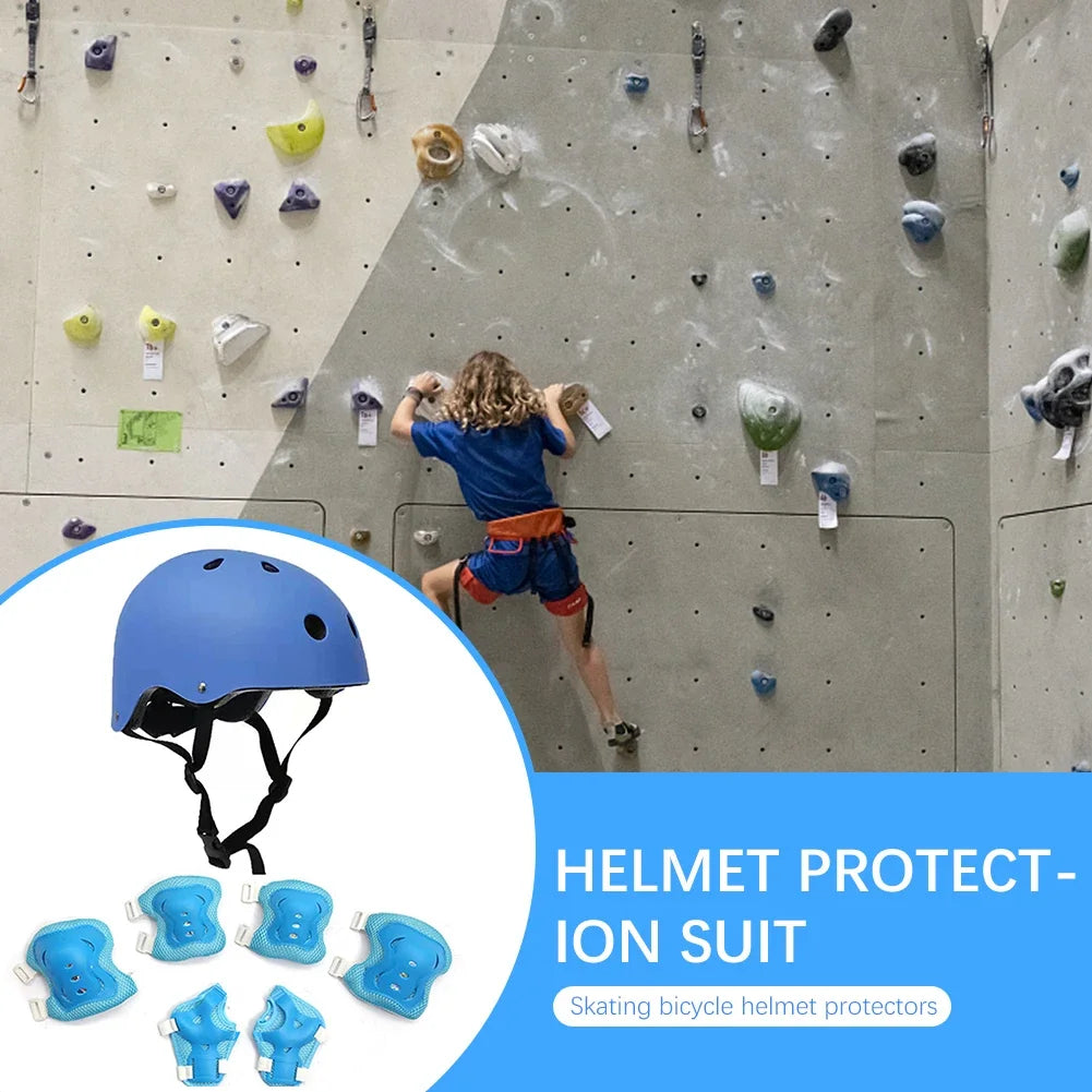 Children Protective Body Gear Safety Protection with Helmet Impact Resistant 7 in 1 Shock-absorbing Breathable for Outdoor Sport