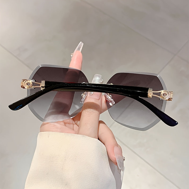 Women Glasses Classic Frameless Square Fashion Trend Black Glasses Suitable Daily Wear With Travel Beach Holiday Wear