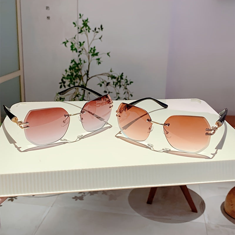 Women Glasses Classic Frameless Square Fashion Trend Black Glasses Suitable Daily Wear With Travel Beach Holiday Wear