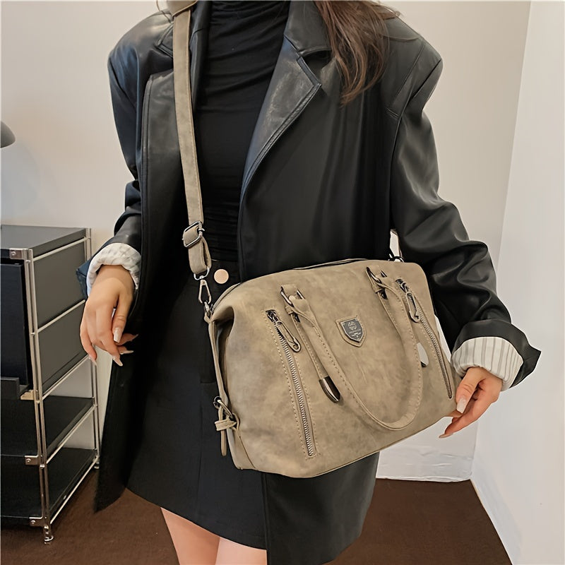 Retro Style Hobo Bag For Women, Large Capacity Tote Bag, Classic PU Leather Shoulder Bag Purses