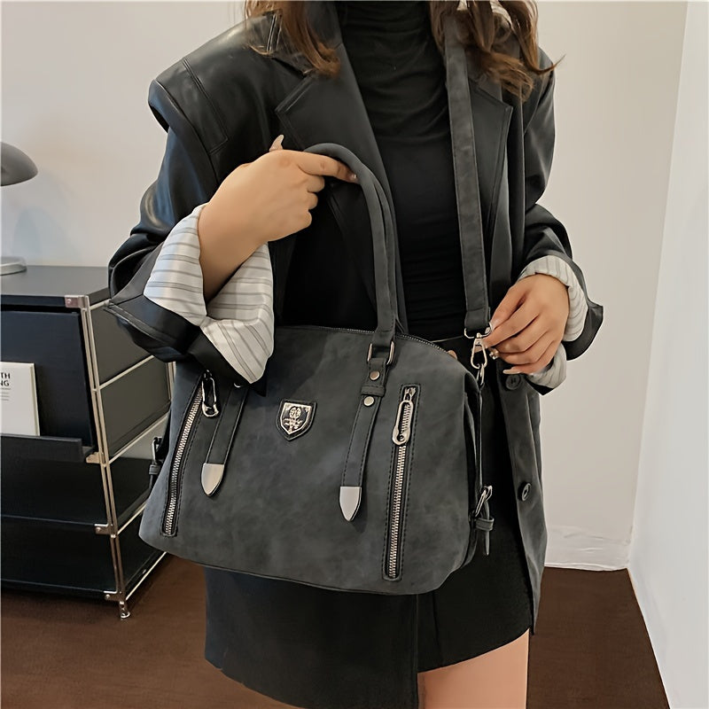 Retro Style Hobo Bag For Women, Large Capacity Tote Bag, Classic PU Leather Shoulder Bag Purses