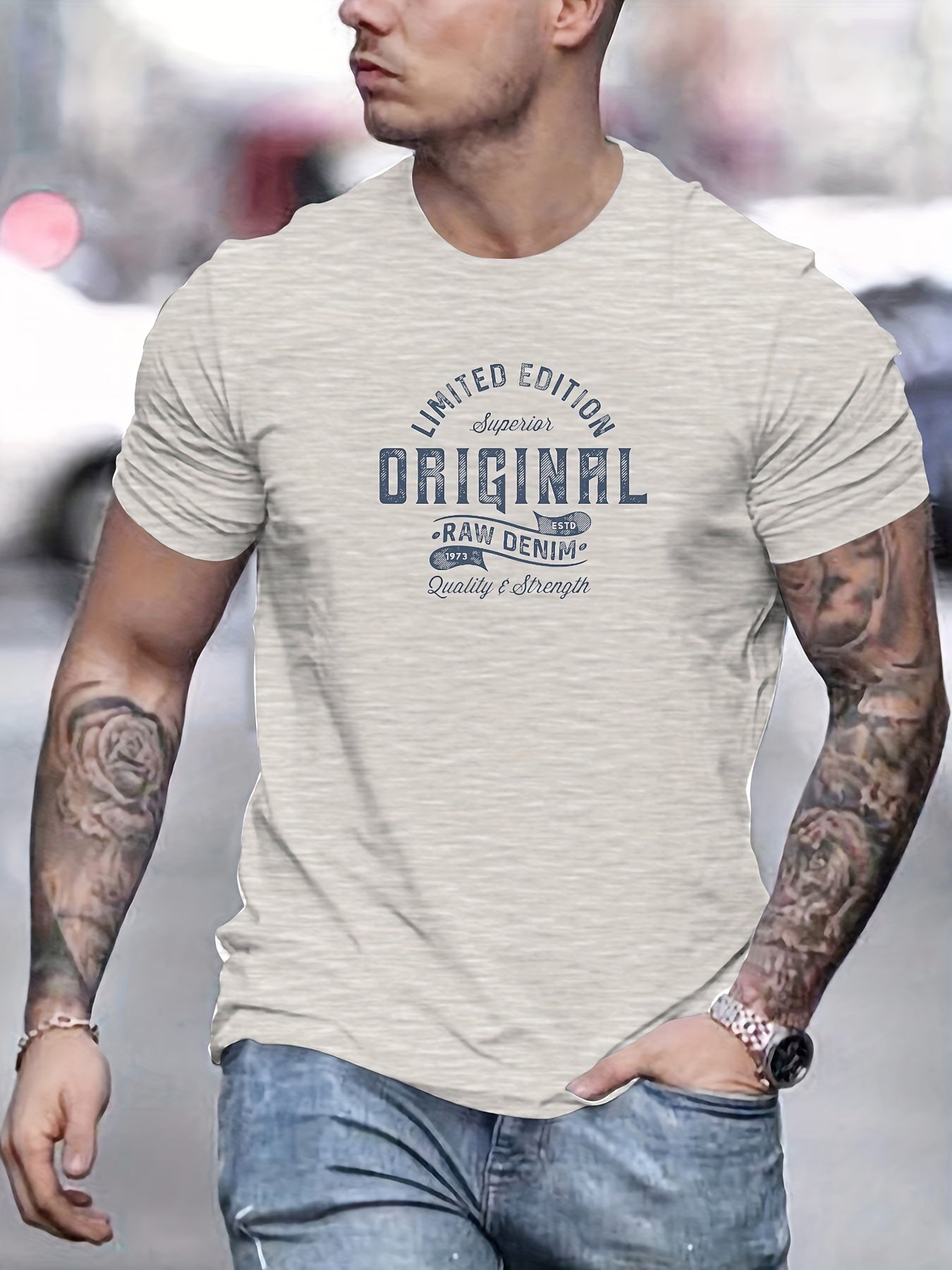 Men's Basic Cotton T-Shirt - 100% Cotton, Crew Neck, Slight Stretch, Solid Color, Regular Fit, Knit Fabric, Casual Summer Tee with ORIGINAL Graphic