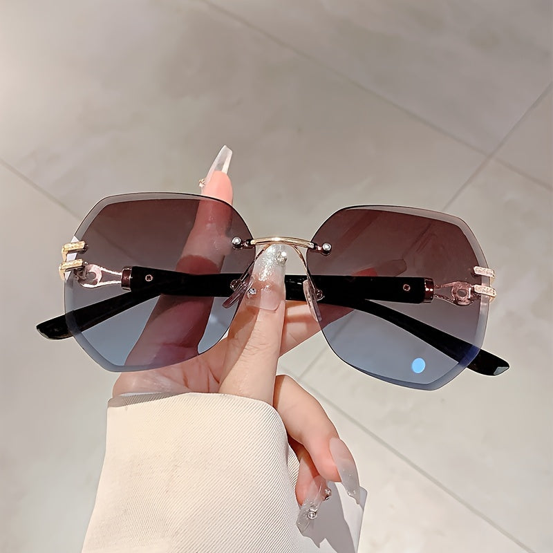 Women Glasses Classic Frameless Square Fashion Trend Black Glasses Suitable Daily Wear With Travel Beach Holiday Wear