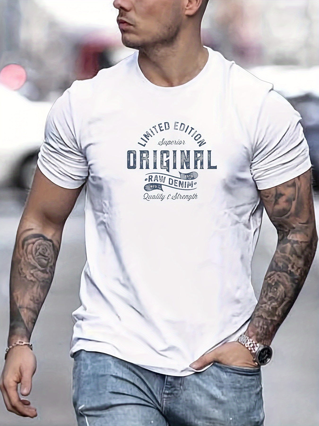 Men's Basic Cotton T-Shirt - 100% Cotton, Crew Neck, Slight Stretch, Solid Color, Regular Fit, Knit Fabric, Casual Summer Tee with ORIGINAL Graphic