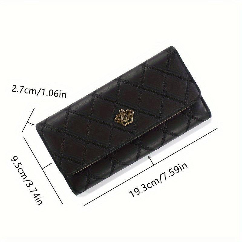 Trendy Argyle Checked Tri-fold Long Wallet, Multi-card Slots Card Holder, Perfect Purse For Daily Use