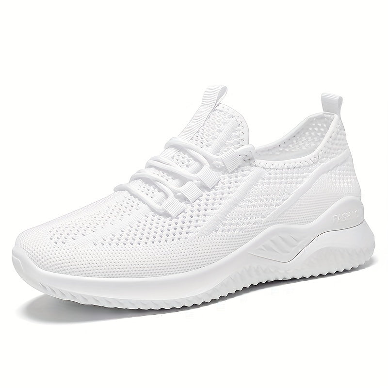 Lightweight Women's Knit Sneakers, Lace Up Low Top Running & Tennis Shoes, Breathable Gym Trainers For Holiday