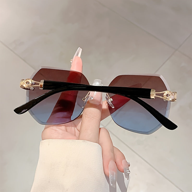 Women Glasses Classic Frameless Square Fashion Trend Black Glasses Suitable Daily Wear With Travel Beach Holiday Wear