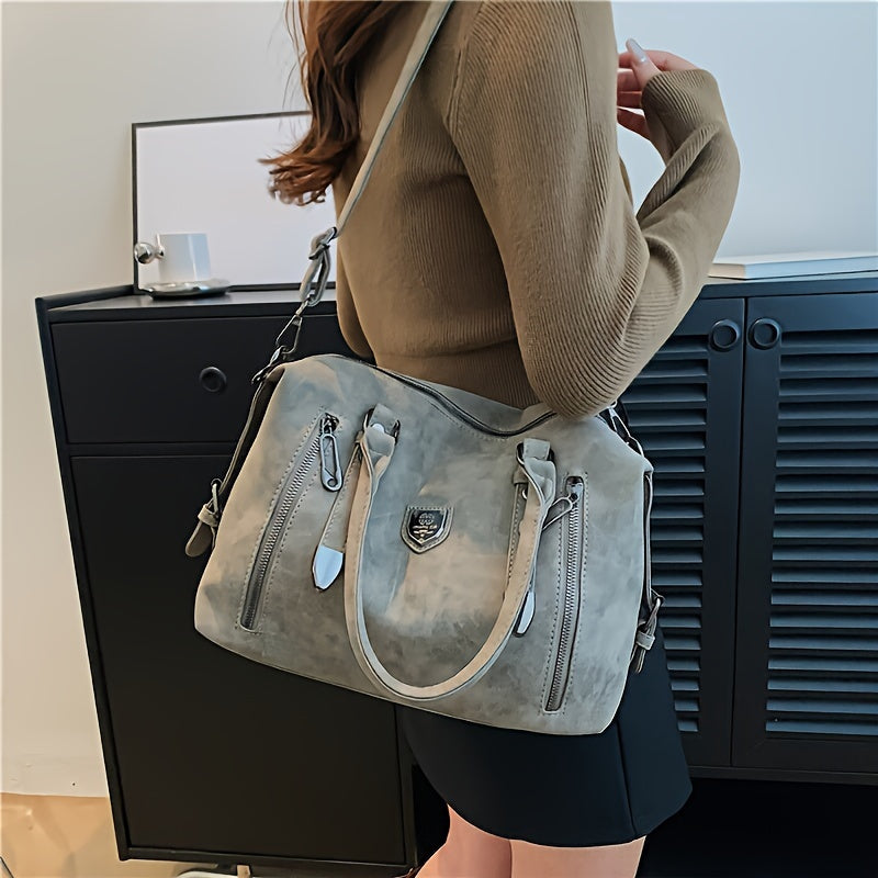 Retro Style Hobo Bag For Women, Large Capacity Tote Bag, Classic PU Leather Shoulder Bag Purses