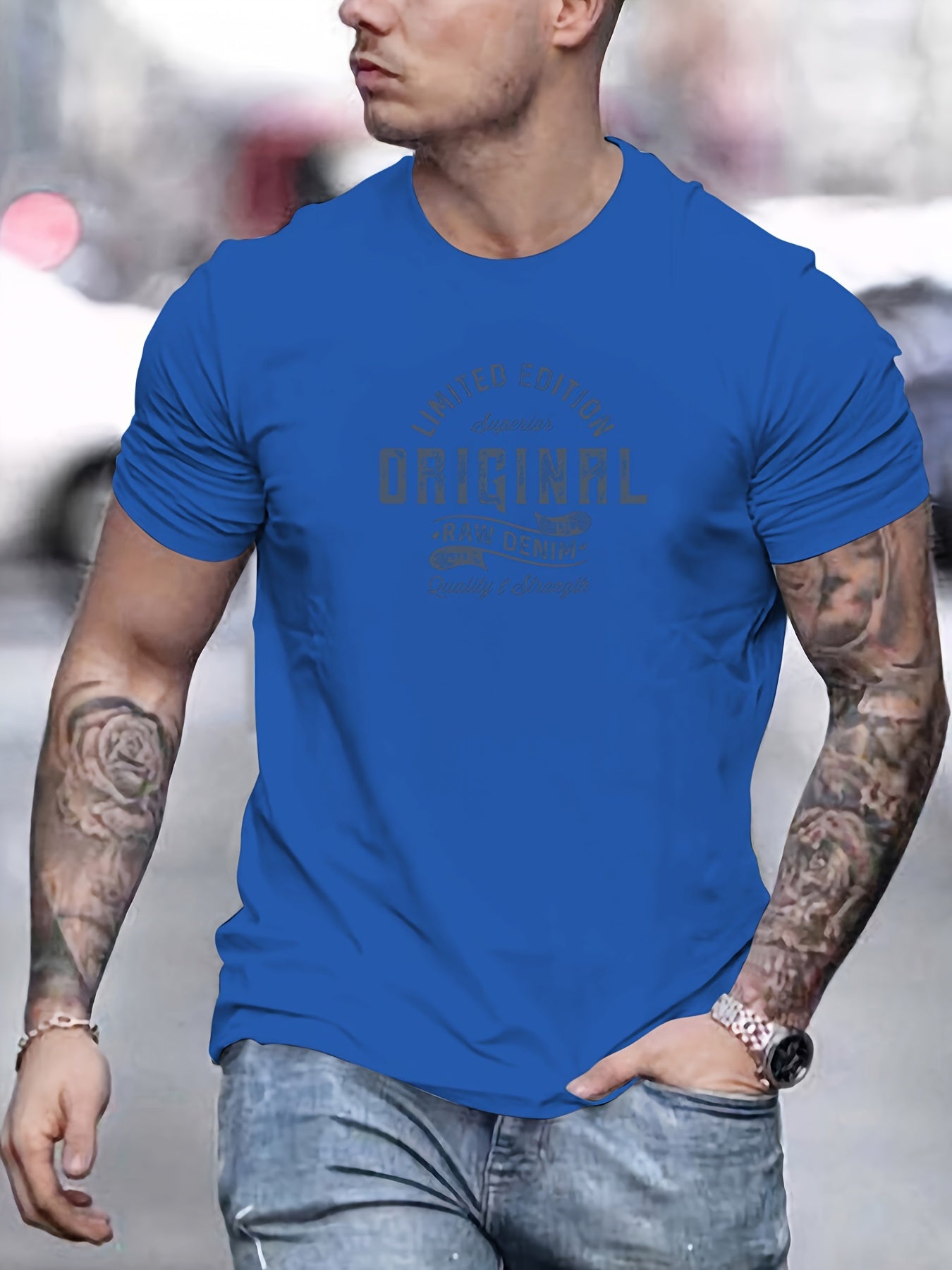 Men's Basic Cotton T-Shirt - 100% Cotton, Crew Neck, Slight Stretch, Solid Color, Regular Fit, Knit Fabric, Casual Summer Tee with ORIGINAL Graphic