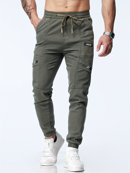 Men's Casual Waist Drawstring Joggers, Chic Stretch Tapered Sports Pants
