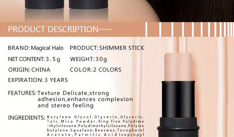 Makeup Highlighter, Contouring And Brightening Shadow Stick, Three-dimensional Facial Primer And Blush Pen Contain Plant Squalane