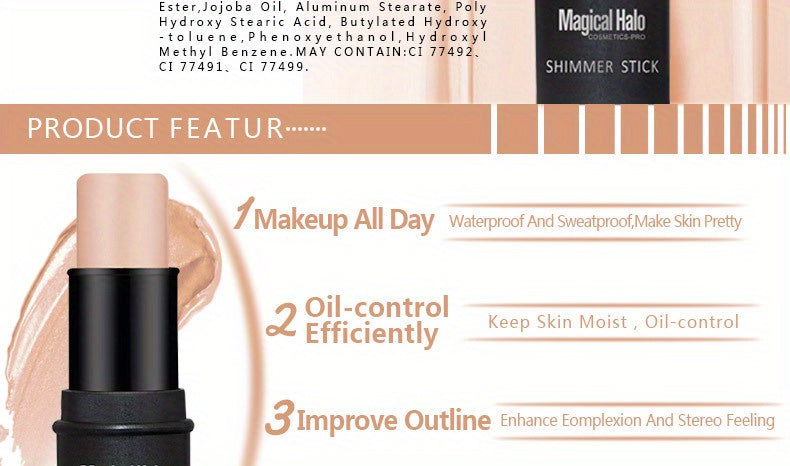 Makeup Highlighter, Contouring And Brightening Shadow Stick, Three-dimensional Facial Primer And Blush Pen Contain Plant Squalane