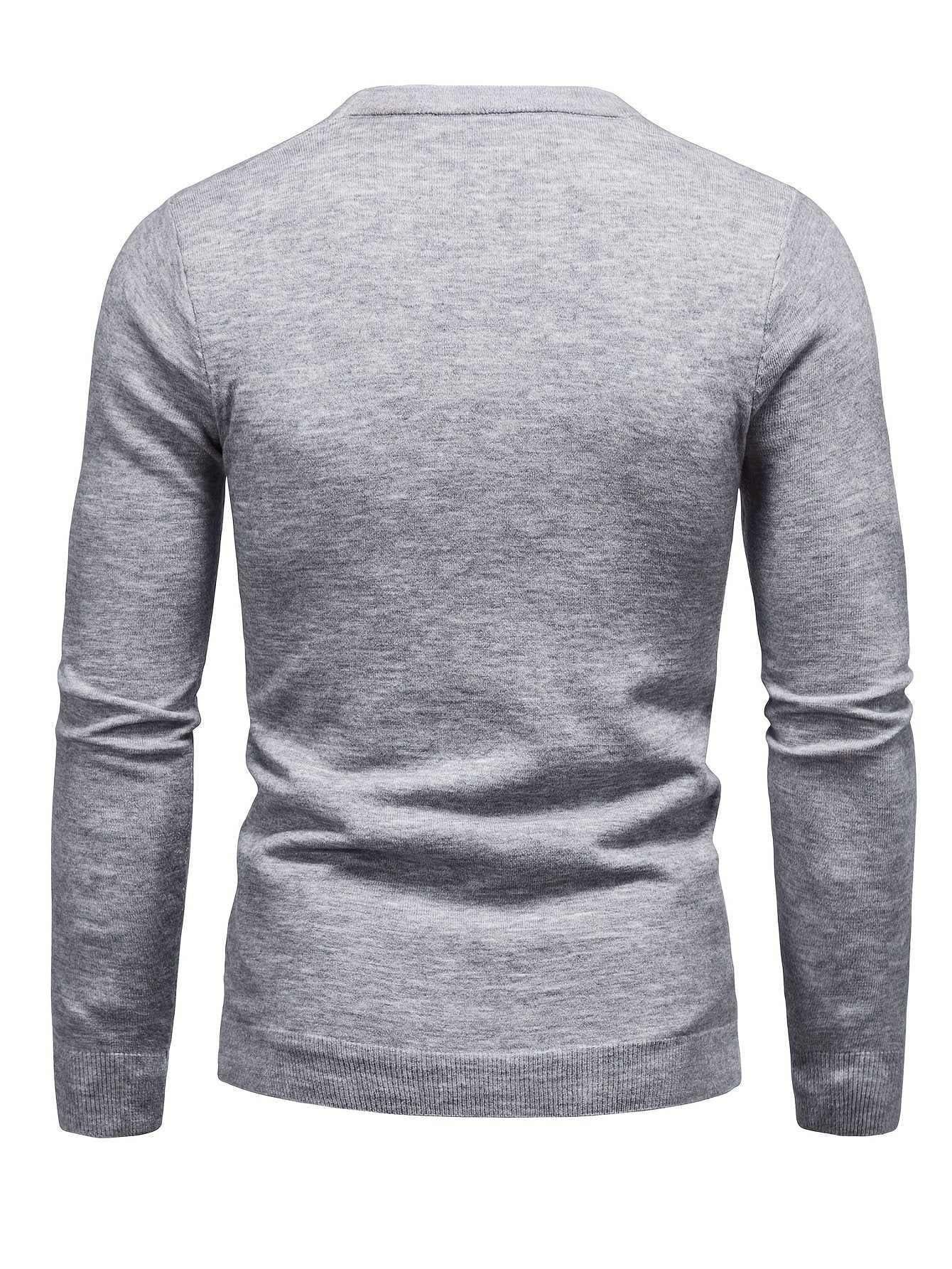 PARIS Print Men's Casual Stretch Long Sleeve Knitted Round Neck Sweater, Spring Fall Pullover Top
