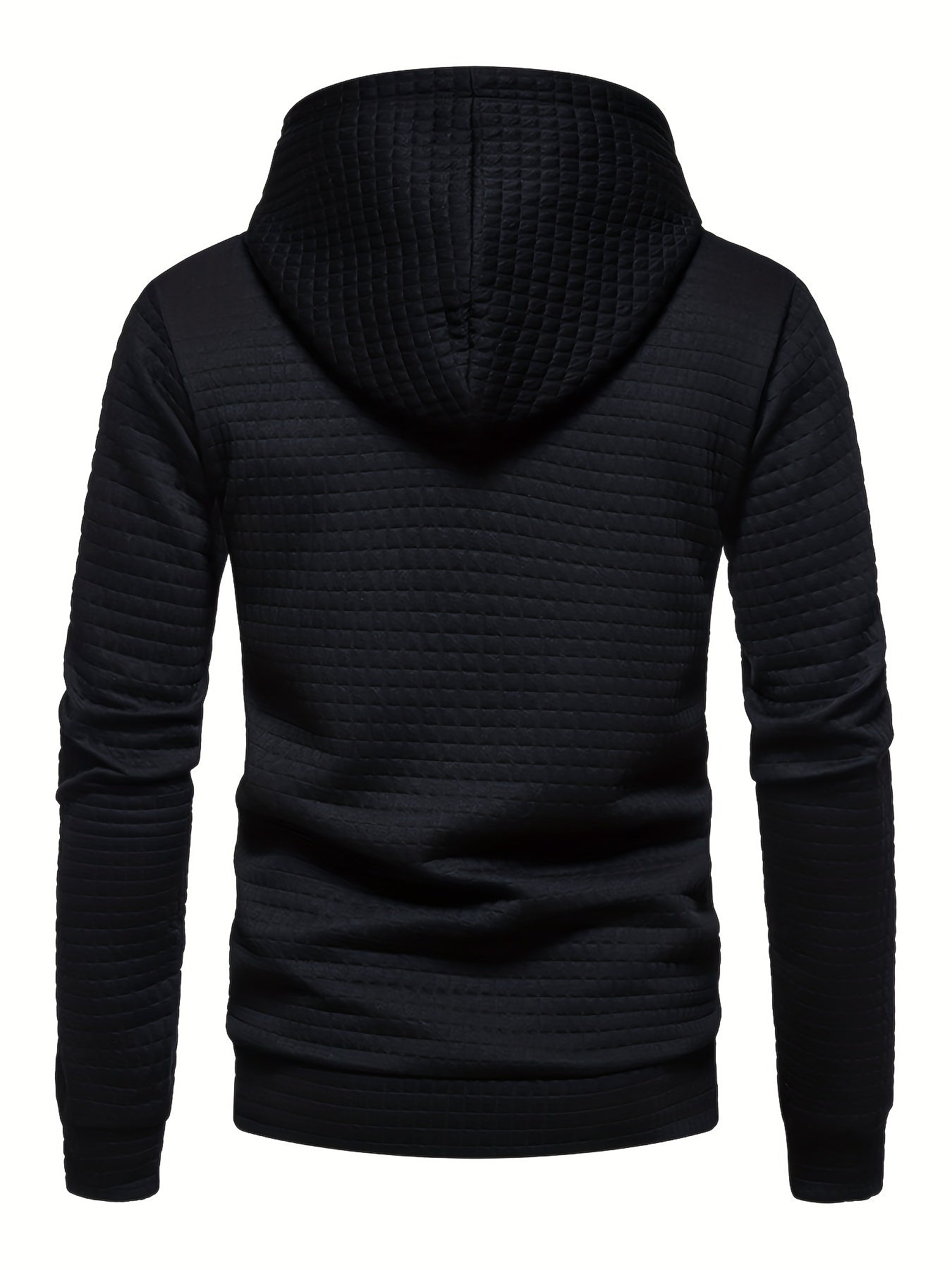 Waffle Pattern Solid Hoodie, Cool Hoodies For Men, Men's Casual Pullover Hooded Sweatshirt Streetwear For Spring Fall, As Gifts