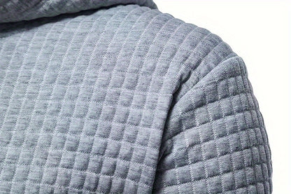 Waffle Cool Hoodies For Men, Men's Casual Solid Hooded Sweatshirt Streetwear For Winter Fall, As Gifts